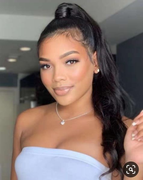 

body wave ponytail human hair 100% brazilian human hair extensions clip in extension pony tail human hair drawstring ponytail 120g, Black