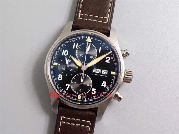 

the new watch of 2020 41mmx15.3mm shanghai 7750 movement sapphire mirror leather watch with steel band, Slivery;brown