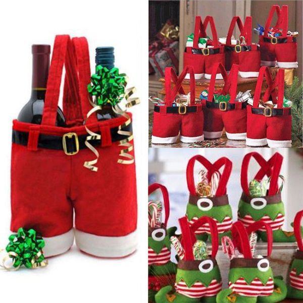 

xmas sell festive christmas santa claus pants gift bag elf boots candy bag christmas decoration wine stocking bottle gift bag