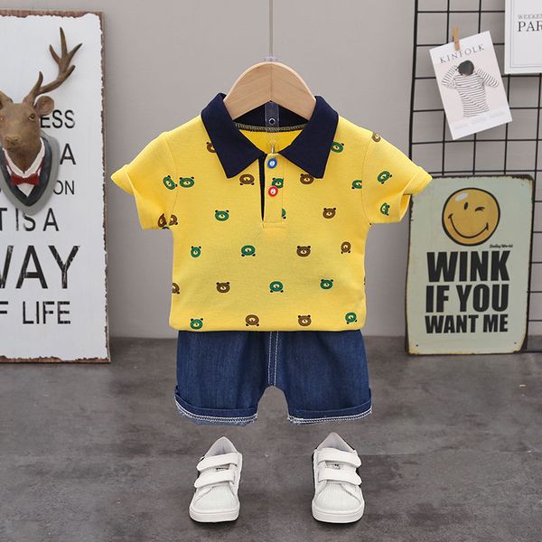 

kids clothes suit summer children boys girl cartoon t shirt printe bear shorts 2pcs/sets baby toddler clothing infant sportswear, White
