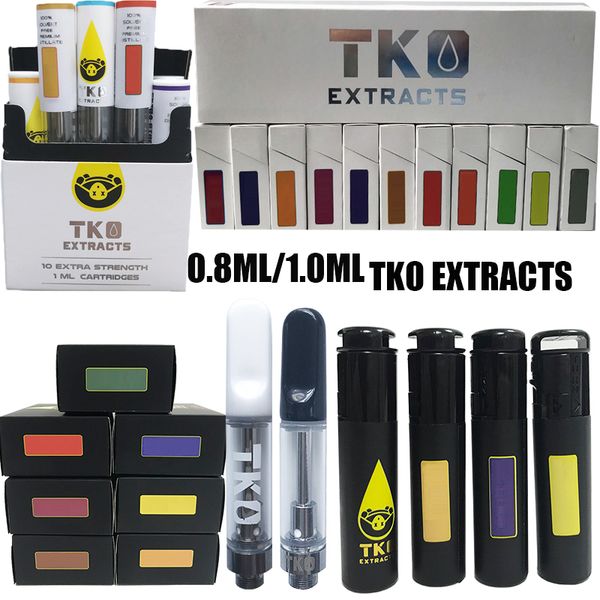 

TKO Экстракты Vape картридж 0,8 мл 1,0 мл Упаковка Empty густое масло Форсунки 510 Thread Ceramic Coil Одноразовая E Cigarette Dab Pen испаритель