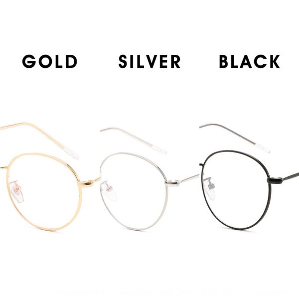 

anti-blue light plain myopia student metallic optical frame round glasses frame myopia glasses, Silver