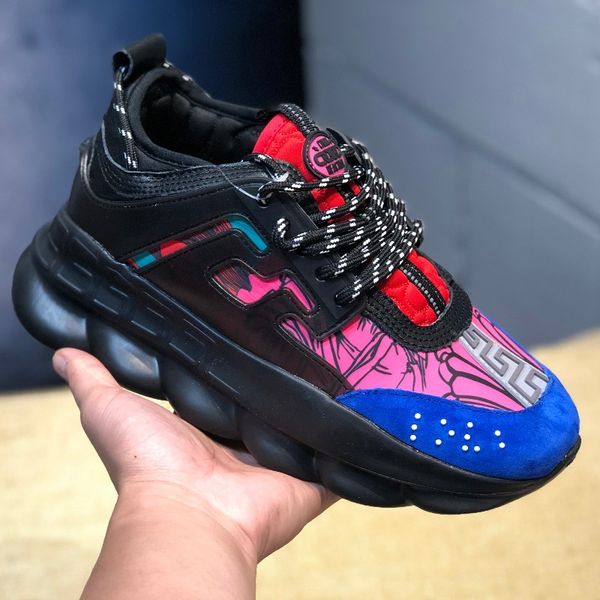 

new chain reaction luxury designer shoes luxury fashion brands men and women casual shoes with box, Black