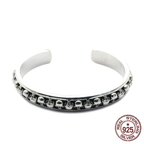 

100% браслет стерлингового серебра s925 личность мода классический стиль панк письма буквы череп модель навсегда 2019 новый отправить подаро, Black