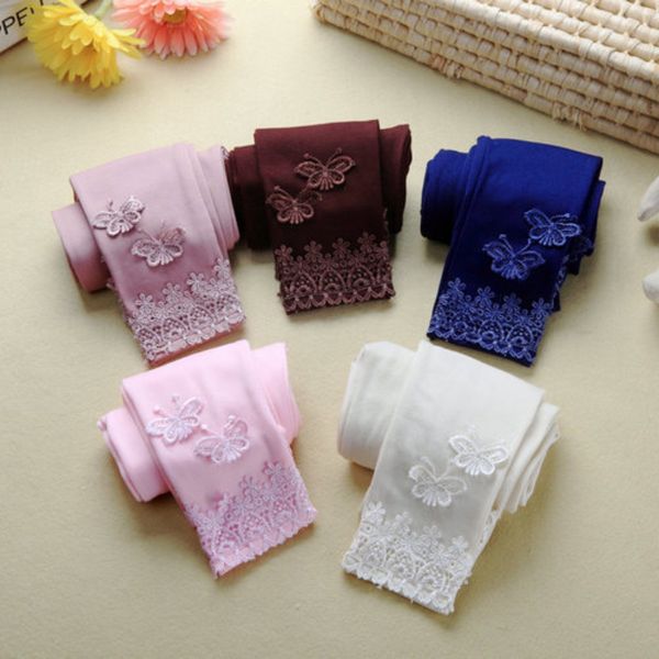 

kid baby butterfly lace warm pants girl stretchy leggings trousers toddler full length girls pants, Blue