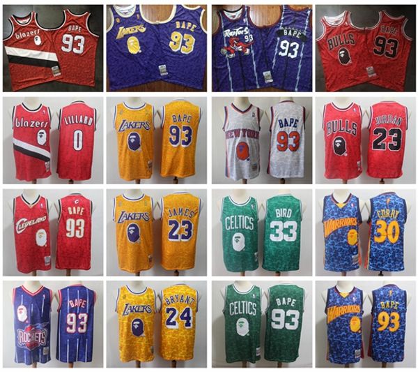 

2020 93 bape x mitchell & ness snoop dogg a bathing ape fashion swingman basketball jersey authentic stitched name & year id tag, Black;red