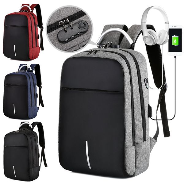 

2020 new arrive cross-border charging anti-theft computer bag backpack password lock multi-function backpack travel mens bag