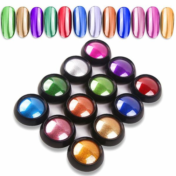 

shine mirror effect titanium nail holographic glitters rainbow manicure nail art chrome dust manicure decorations r6, Silver;gold