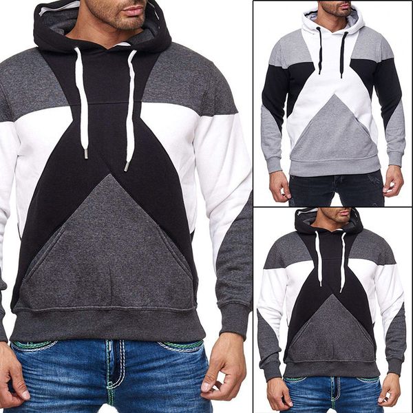 

new mens конструктора толстовка с длинным рукавом с капюшоном мужского пуловер hoodie самцы color matching фуфайками мужской одеждой, Black