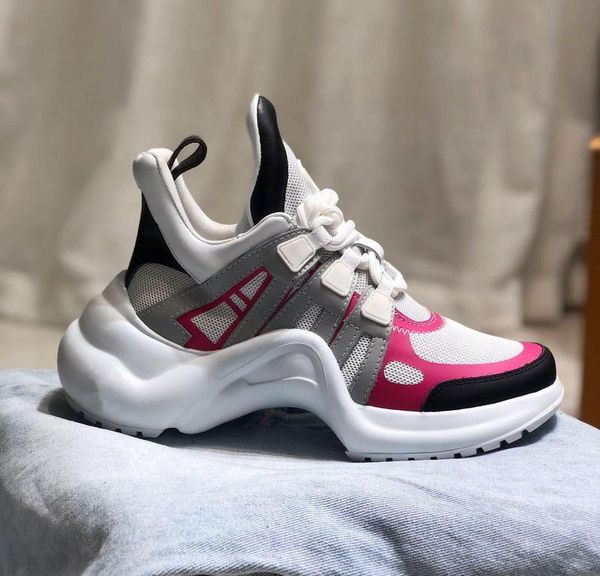 

2020 new luxury designer brand sneakers for men women grey leather pink with mesh patchwork trainers male classic platform causal shoes, Black
