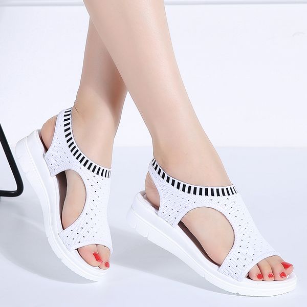 

women sandals 2019 fashion breathable comfort shopping ladies sandals summer shoes wedge black white sandal shoes t200111