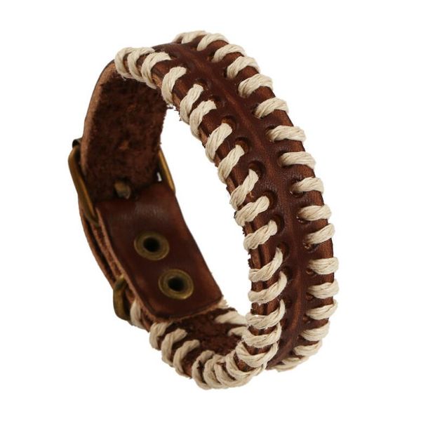 

fashion casual simple bracelet cuff handmade braid rope leather chain retro bangle for women men gift vintage wristbands jewelry, Golden;silver