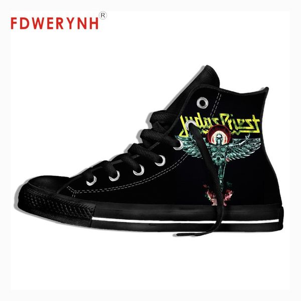 

men walking shoes black judas priest metal music rock band make your own fashion cool street breathable brand canvas shoes