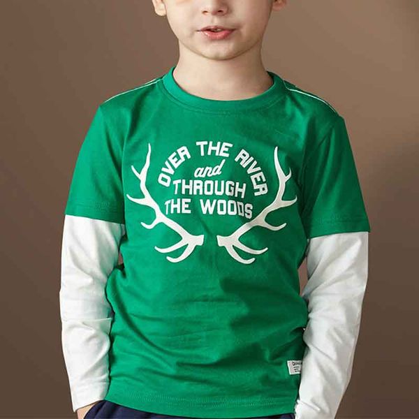 

christmas antlers kids luxury designer clothes kids tracksuit set boys cotton long-sleeved t-shirt stitching t-shirt loose children clothing, Blue