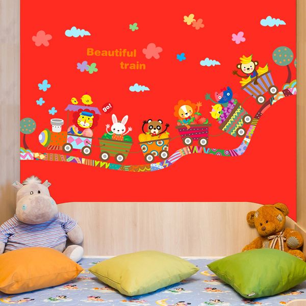 Cute Baby Kids Room Animals Wall Stickers Cartoon Train Decals Living Room Bedroom Diy Decoration Baby Room Wall Stickers Baby Wall Decal From