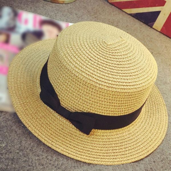 

bowknot sun hat straw trilby gangster cap beach sun straw hat bow tie band beach hats ombrero mujer hats for women, Blue;gray