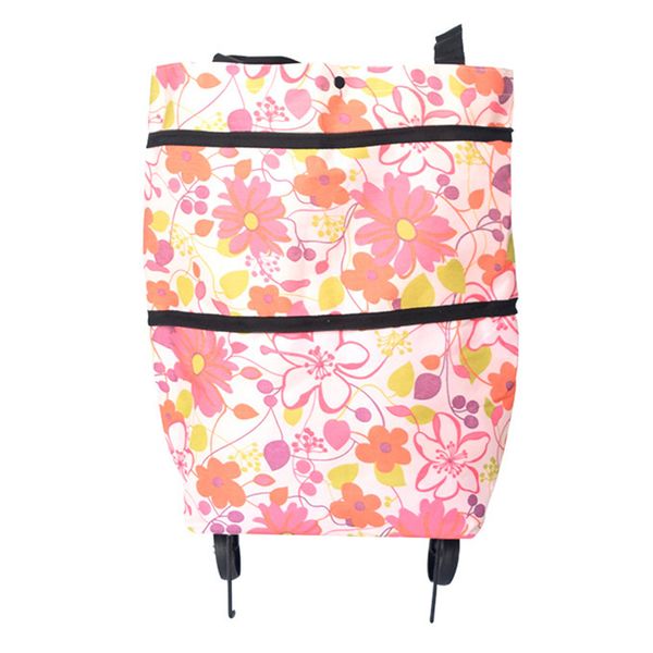 

cart lightweight on wheels eco-friendly portable reusable folding organizer large capacity trolley groceries shopping bag
