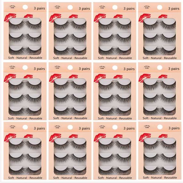 

false eyelashes ay 2021 3 pairs 3d soft mink hair handmade for women long lashes nature eye makeup tools faux