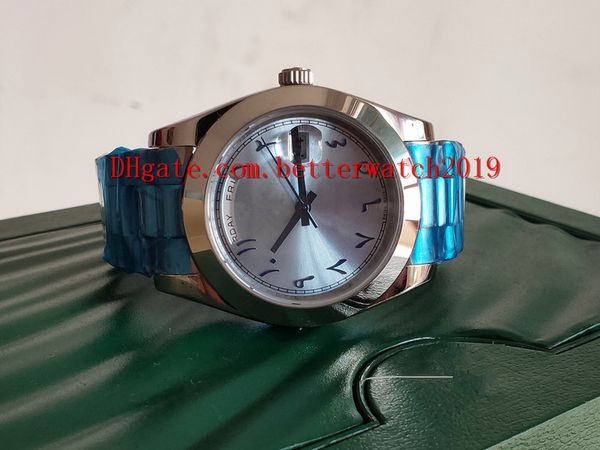 

luxury selling new platinum 40mm day-date ice blue arabic rare dial automatic 228206 fashion men's watch wrist folding mec, Slivery;brown