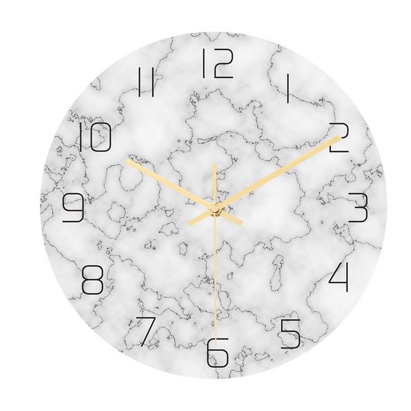 

light luxury marble wall clock acrylic material uv print clock living room decoration