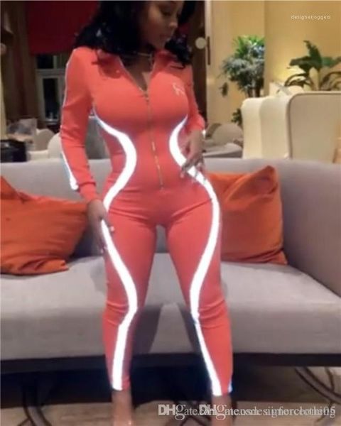 

summer sliver deep v neck rompers one piece suits long sleeve joint zipper clothing reflective women jumpsuits, Black;white