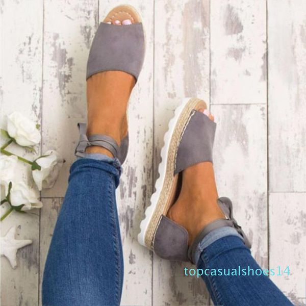 

2019 new leisure summer women vervel tieback sandals shoes fish mouth breathable sandals pu leather ankle strap wedges shoes t14, Black