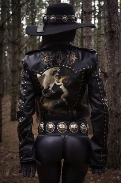 

vintage metallic printing rivet 3d peter pan collar moto bike punk rock dark metal black gothic pu leather jacket