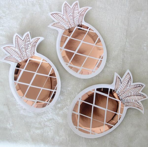 8 Rose Gold Square Paper Plates Birthday Wedding Hen Party Disposable Tableware