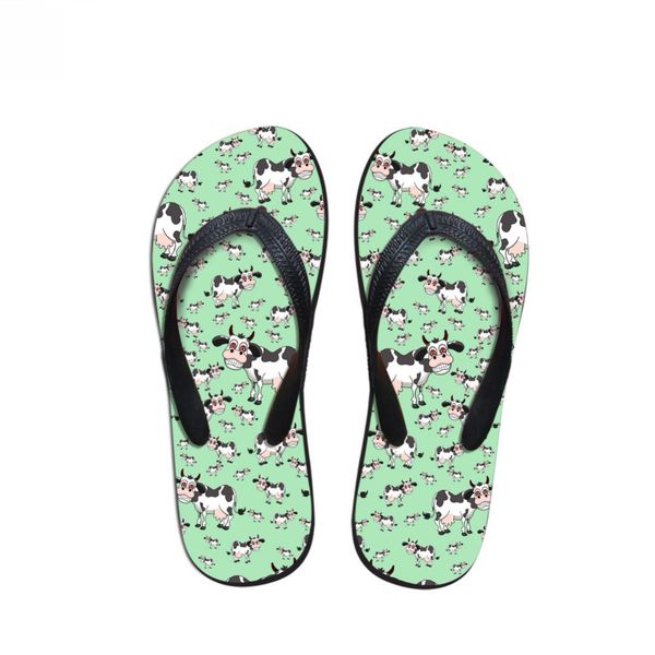 

customized women's flip flops summer fashion flats home ladies slippers 3d cute animal cow slip-on women flip flops beach shoes, Black