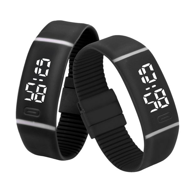 

casual mens womens rubber strap led sports watches date bracelet digital display wrist watch fashion electronic clock relogio, Slivery;brown
