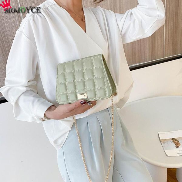 

fashion lattice pattern crossbody bag women solid chain small shoulder handbags popular simple female daily bag