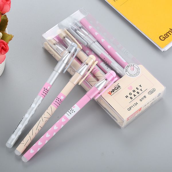 

12pcs/box 0.38mm black/blue ink cute cartoon erasable gel pen ballpoint pen school office stationery supplies wholesale
