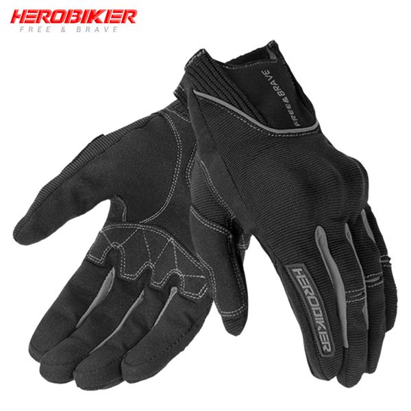 

herobiker motorcycle gloves off road riding luva motociclista guantes motorbiker touch screen motocross gloves moto bike, Black