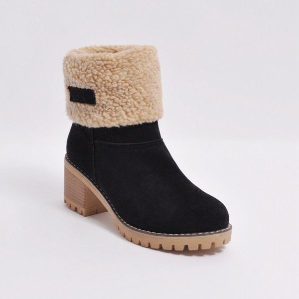 

2018 winter boots high women snow boots plush warm shoes plus size keep warm slip on lady shoes female hot, Black
