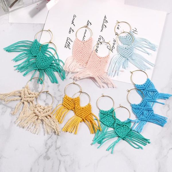 

artilady макраме хооп серьги для женщин многоцветный ручной boho серьги подарка ювелирных изделий drop доставка, Golden;silver