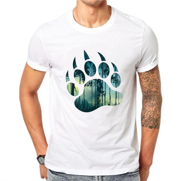 

2019 forest bear men t-shirt short sleeve casual t shirt hipster black bear printed funny o-neck summer tee shirt homme, White;black