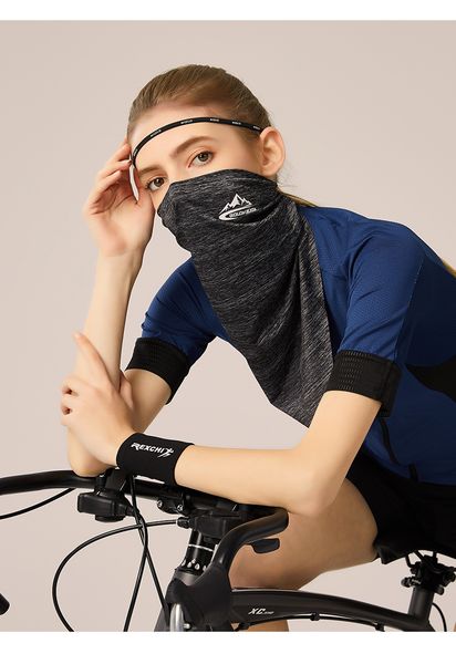 

summer ice silk sunscreen triangle scarf for men and women cycling ice mask multi functional outdoor sports magic scarf, Blue;gray