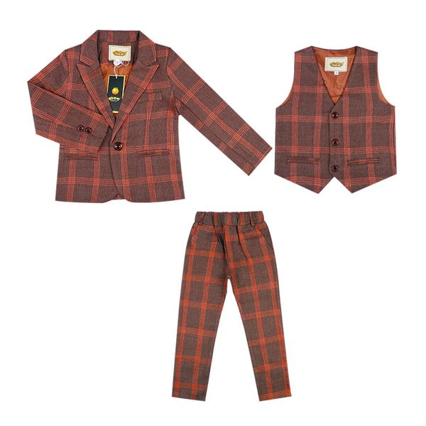 

brand flower boys formal blazer clothing set new arrival kids jacket vest pants 3pcs wedding tuxedo suit children party costume, Blue