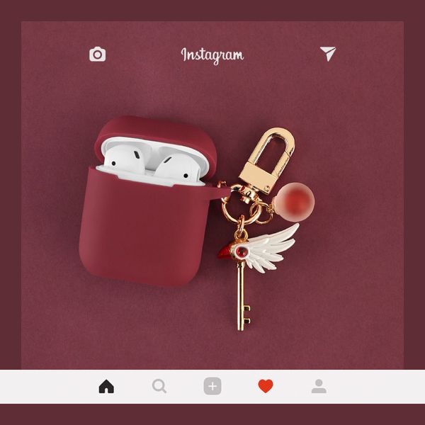 

japan cute anime cartoon card captor sakura keychain silicone bluetooth wireless earphone case for apple airpods 1 2 headset