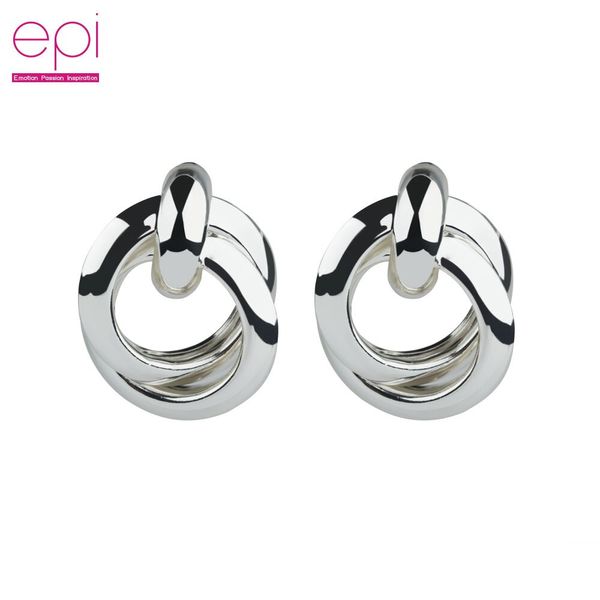 

epi 1pair simple fashion punk style big metal personality twist wire hoop earrings for women jewelry silver color pendientes, Golden;silver