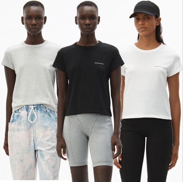 

the new spring/summer 2020 european and american women's dress a/w king slim pure cotton monogrammed classic short sleeve t-shirt, White