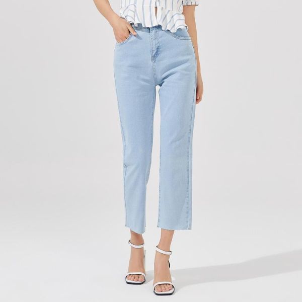 

metersbonwe straight jeans 2020 summer new jeans for women casual denim pants high waist office lady 757622, Blue