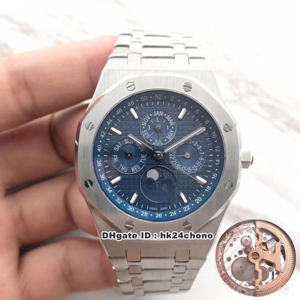 

3 стили лучший bf 41мм perpetual calendar cal.5134 автоматическая мужские часы 26574st.oo.1220st.02 синий циферблат браслет из нержавеющей с, Slivery;brown