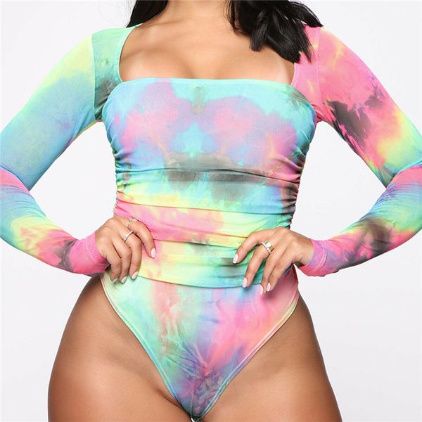 

women off shoulder square neck bodysuit colorful print long sleeve bodysuit slim fit jumpsuit short romper long sleeve, Black;white