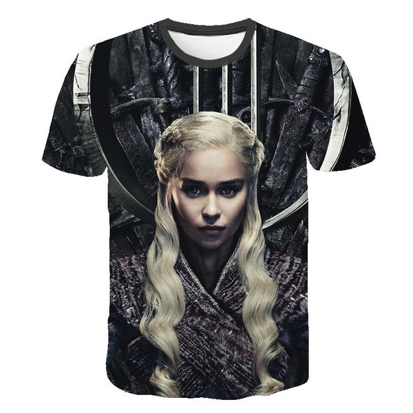 

man new daenerys targaryen character o neck tshirt 3d printed large size t-shirt men's leisure tee s-6xl, White;black
