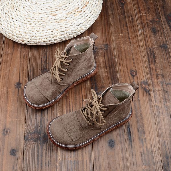 

mori retro short boots thick-soled big head doll shoes college style casual ankle boots japanese wild womens, Black