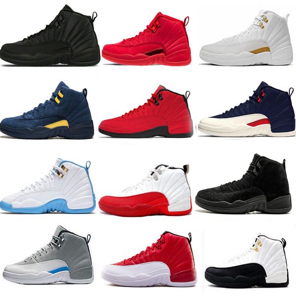 

new 12 12s winterize wntr basketball shoes men reverse taxi playoffs blue grey gym red black white game royal mens sports sneaker trainers