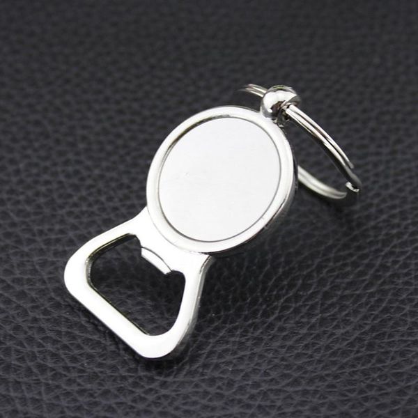 10 unidades / lote Beer Bottle Opener Keychain DIY para Tools 25 milímetros de vidro cabochão Chaveiros Liga Engravable cozinha Presentes Homens Jóias