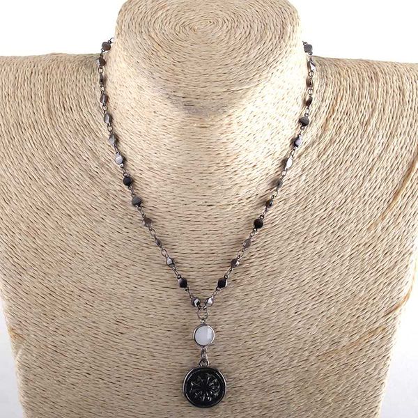

rh fashion bohemian tribal jewelry copper rosary chain pendant necklaces for fashion jewelry, Silver