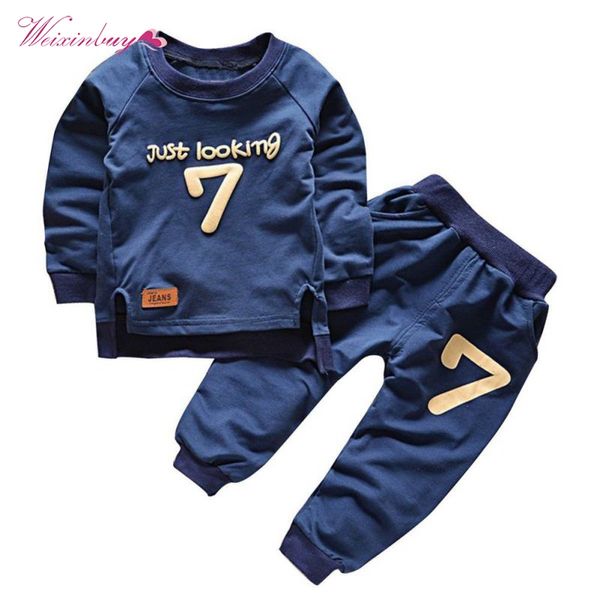

children boys clothes hoodies cotton o-neck letter print sets solid full sleeve sweatshirts sets for 1-5y, Black